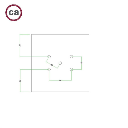 Duża kwadratowa podsufitka maskownica Rose-One, 200 mm, 5 otworów i 4 otwory boczne - PROMOCJA Creative cables BKROQ205F-PROMO-KROQ205F203